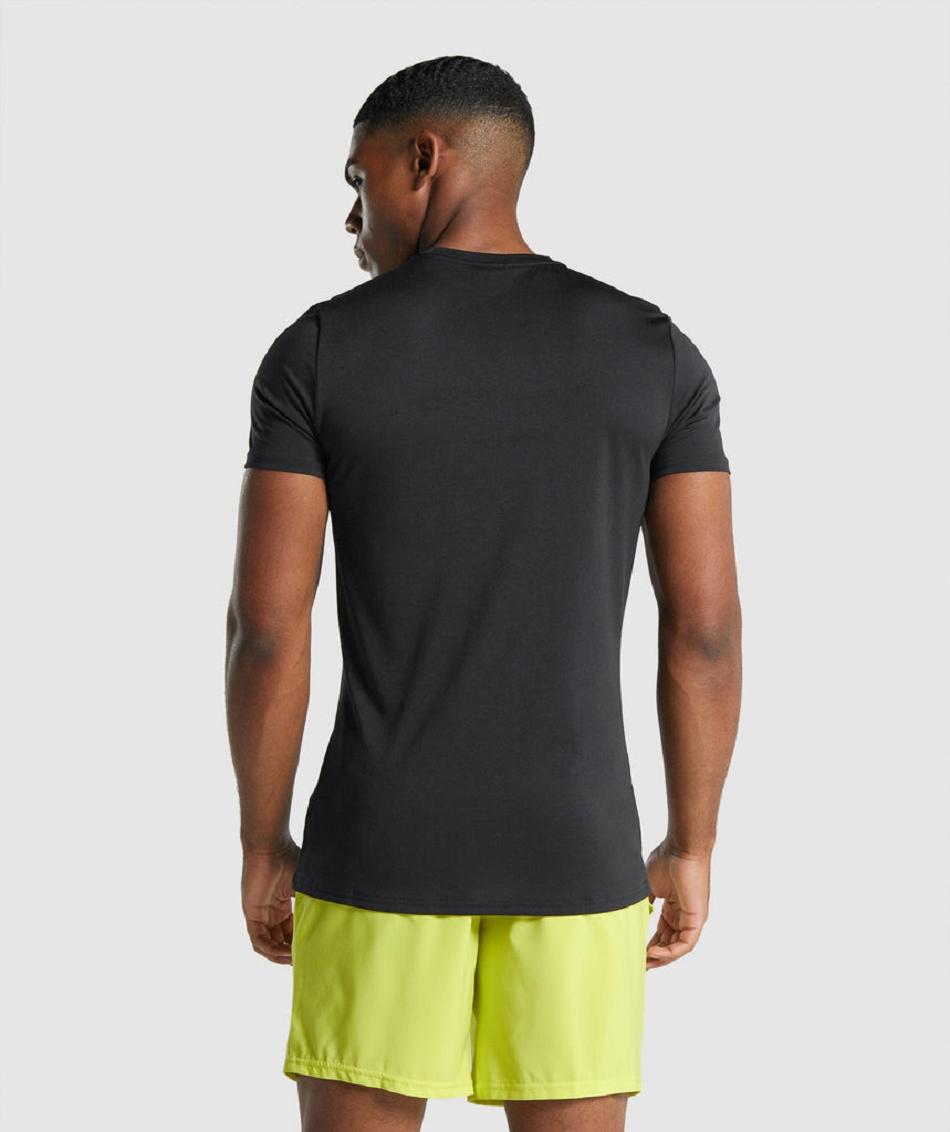 T Shirts Gymshark Arrival Estampadas Hombre Negras | CO 3418NWY